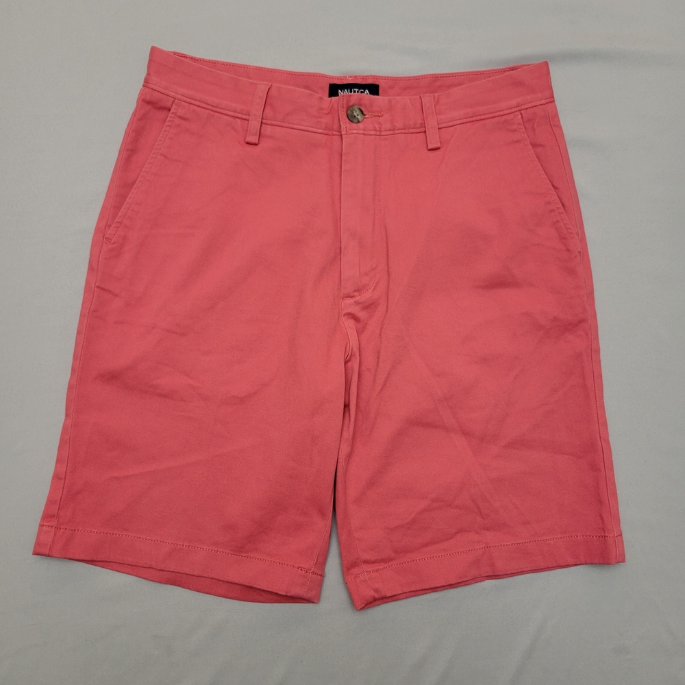 Nautica Mens Classic Deck Shorts Stretch Size 30 Salmon Color